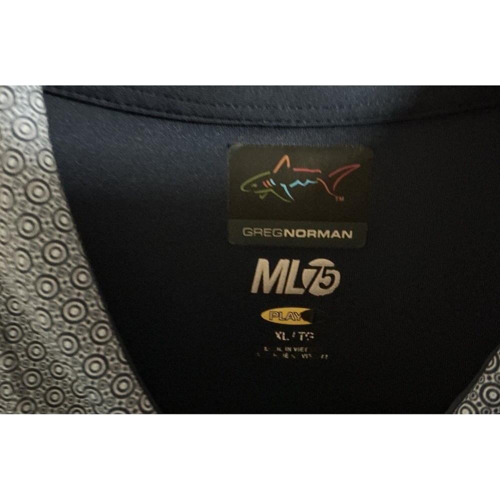 Greg Norman Polo Shirt Mens Blue Geometric ML75 Play Dry Golf Performance Sz XL - Picture 3 of 9
